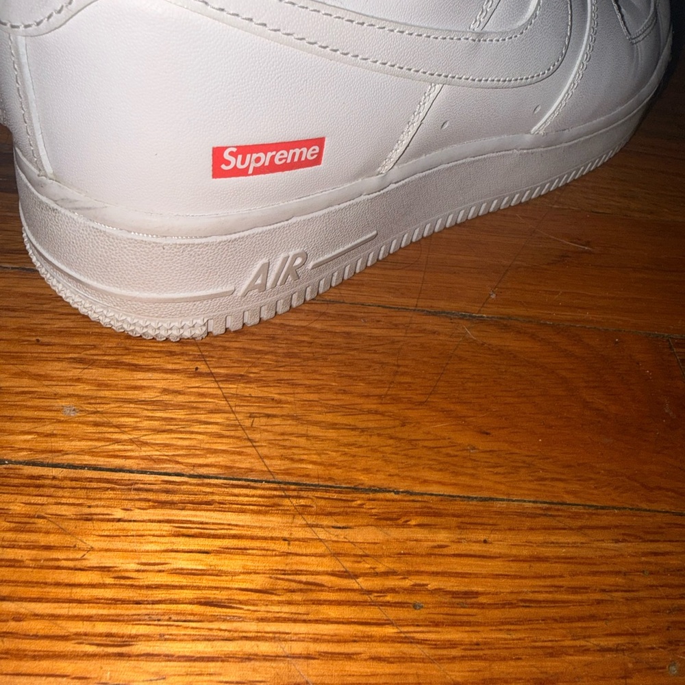 Supreme Red and White Air Sneakers
